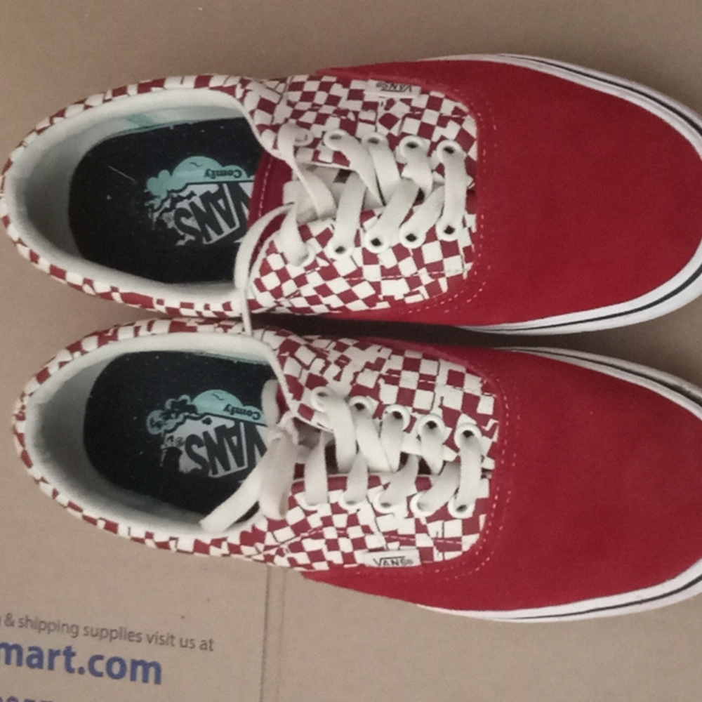 Red and white Vans